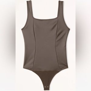 Abercrombie small brown vegan leather square neck bodysuit